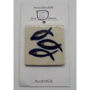 Handmade Sue James Clayworker Australia FISH brooch pin